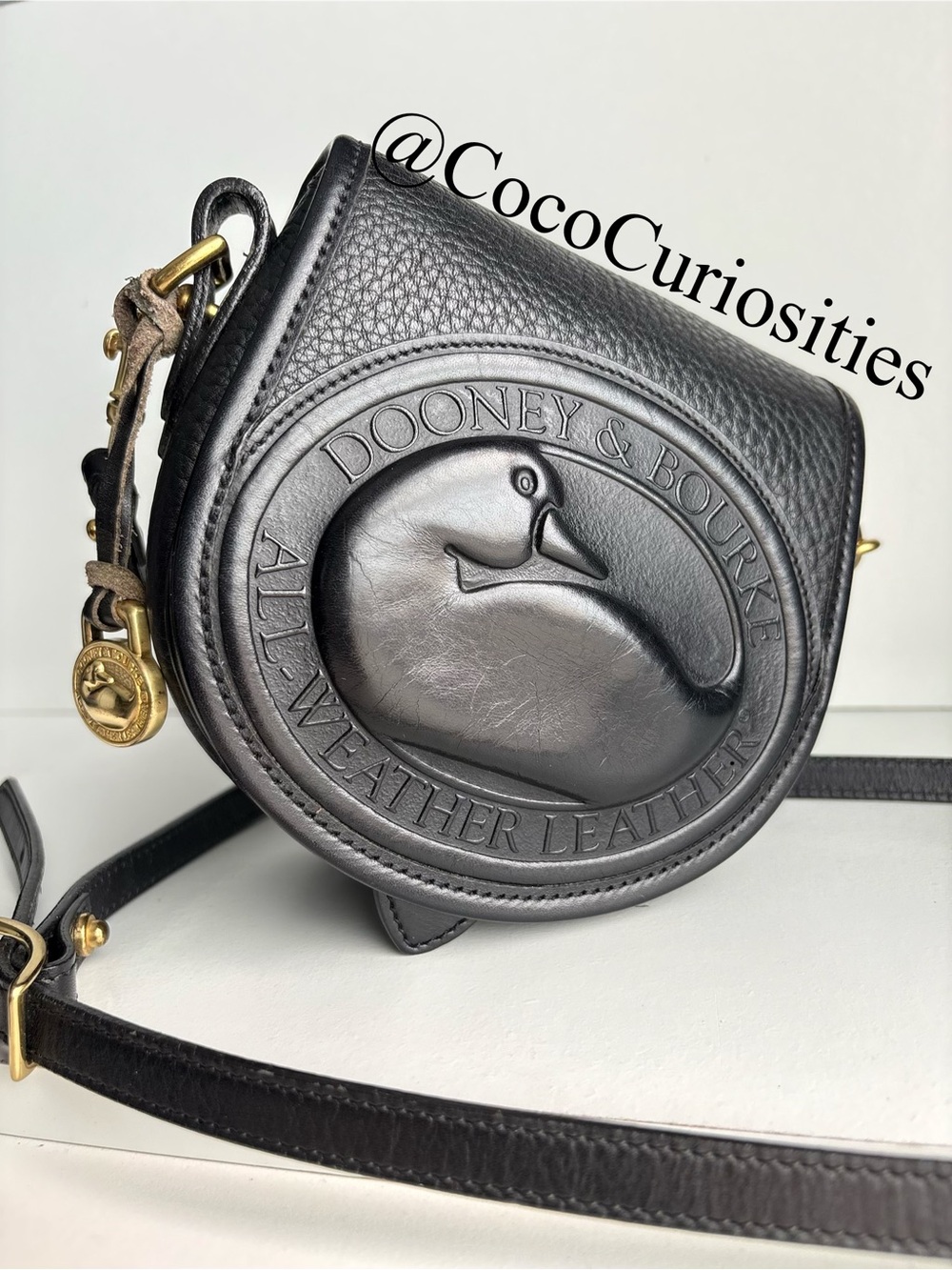 Dooney and Bourke awl  Black Leather Big Duck mini Crossbody Bag Purse P150 - Picture 2 of 16
